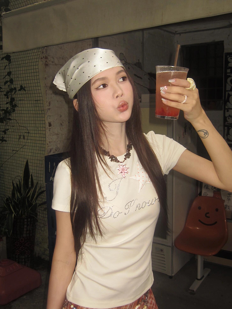 Polka dot Korean style printing stars tops