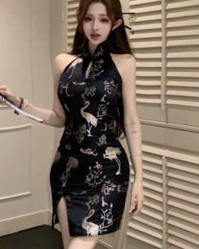 Spicegirl sleeveless short cheongsam slim jacquard dress