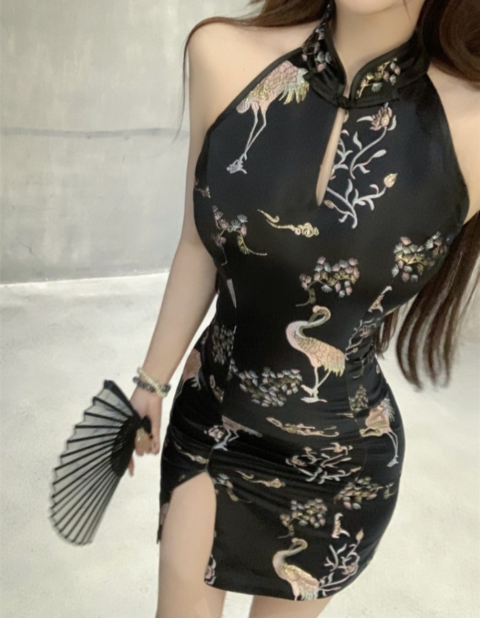 Spicegirl sleeveless short cheongsam slim jacquard dress