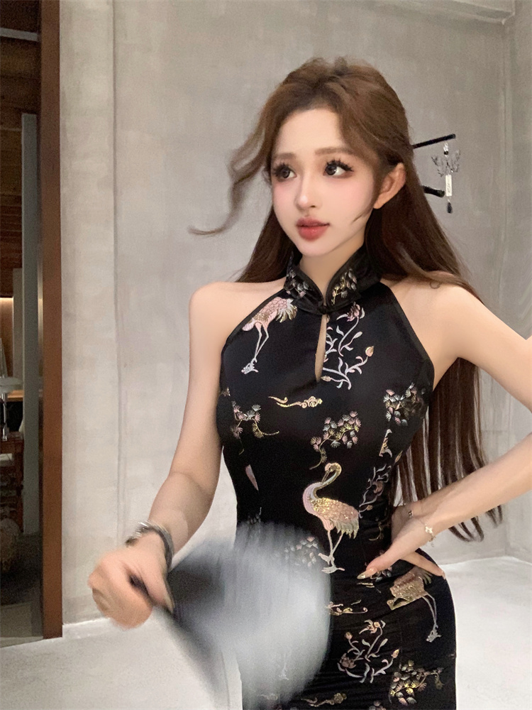 Spicegirl sleeveless short cheongsam slim jacquard dress