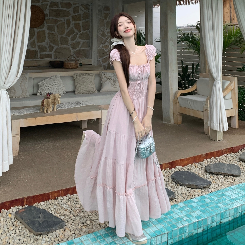 Large yard summer long dress lace pure dress for women