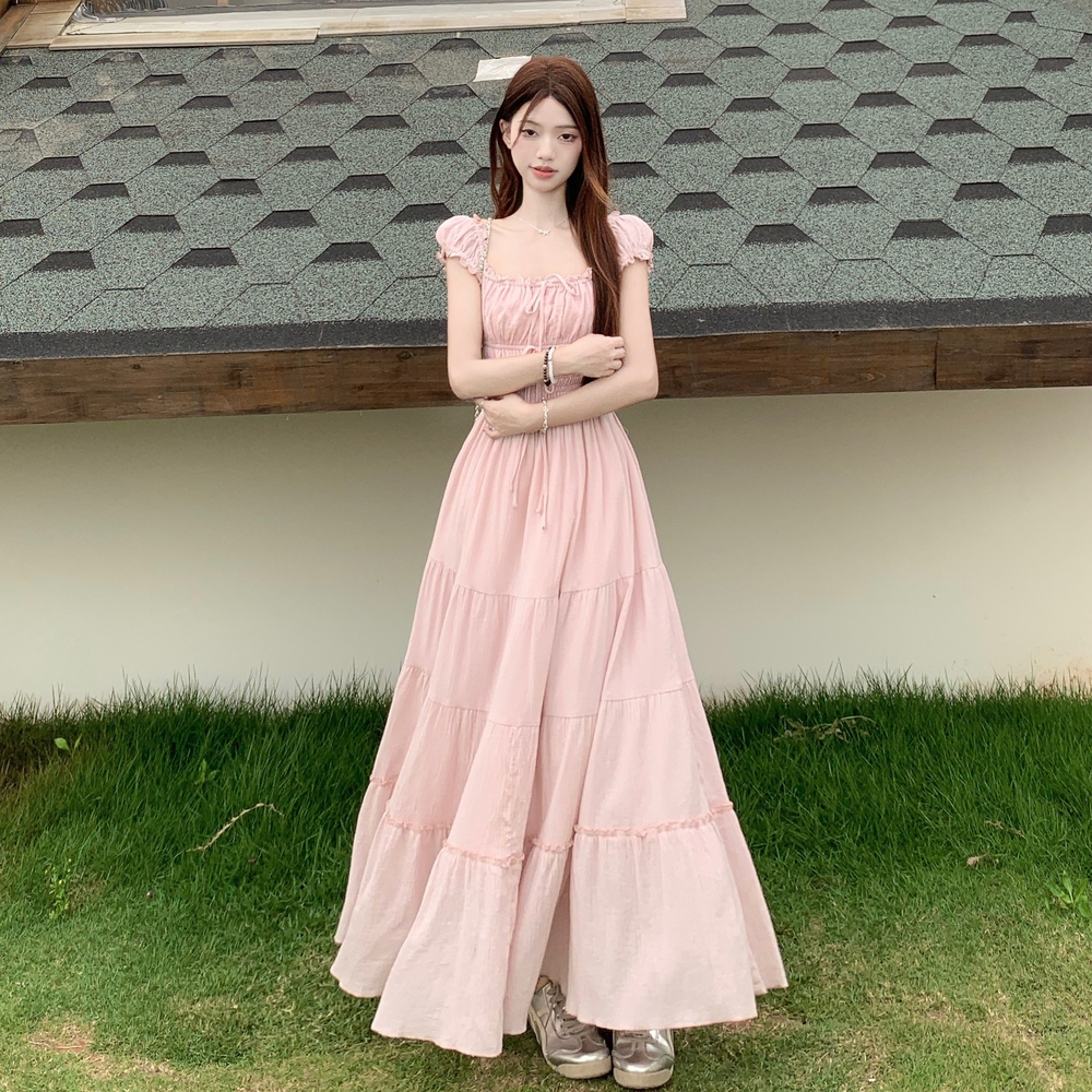 Large yard summer long dress lace pure dress for women
