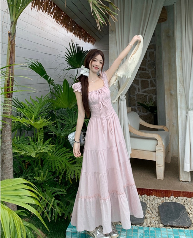 Large yard summer long dress lace pure dress for women
