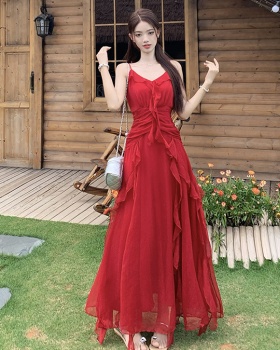 Large yard lotus leaf formal dress slim long dress