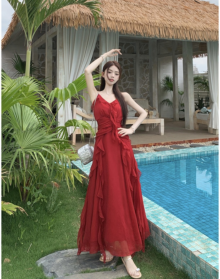 Large yard lotus leaf formal dress slim long dress