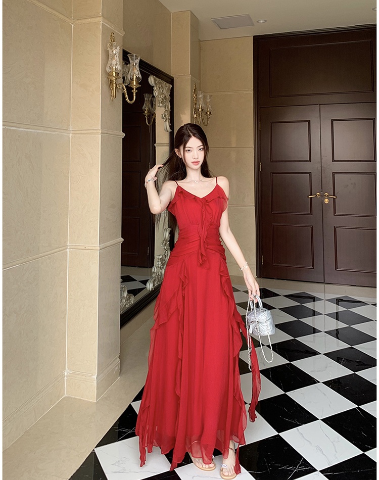 Large yard lotus leaf formal dress slim long dress