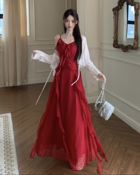 Lotus leaf formal dress France style long dress a set