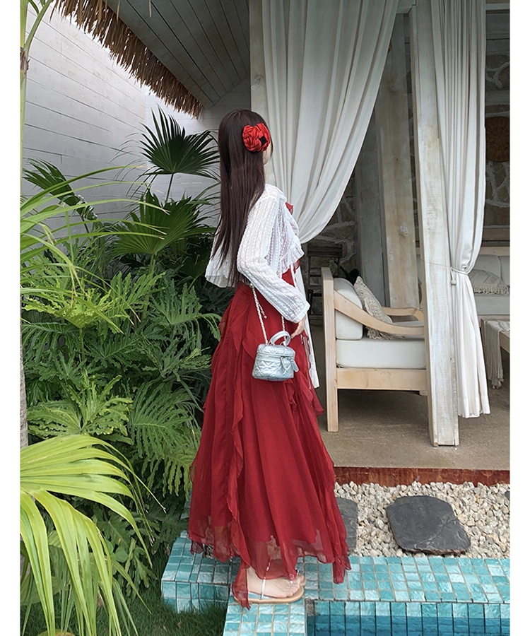 Lotus leaf formal dress France style long dress a set