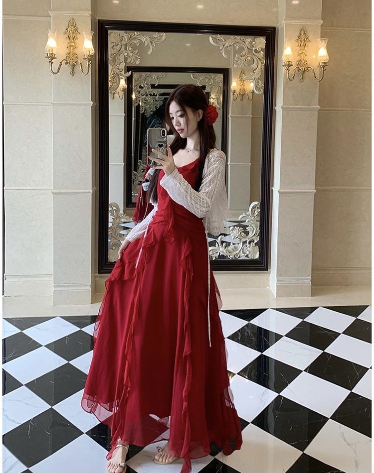 Lotus leaf formal dress France style long dress a set
