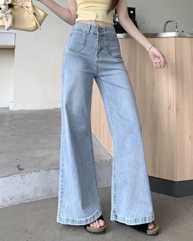 Slim wide leg pants mopping light-blue jeans for women