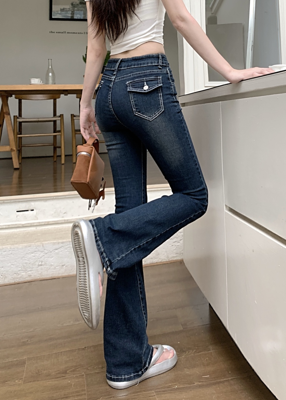 High waist jeans elasticity long pants for women
