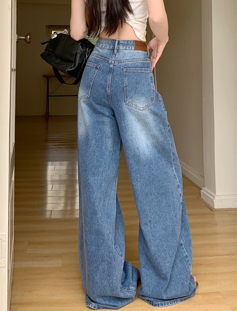 Straight pants American style wide leg pants retro frenum jeans