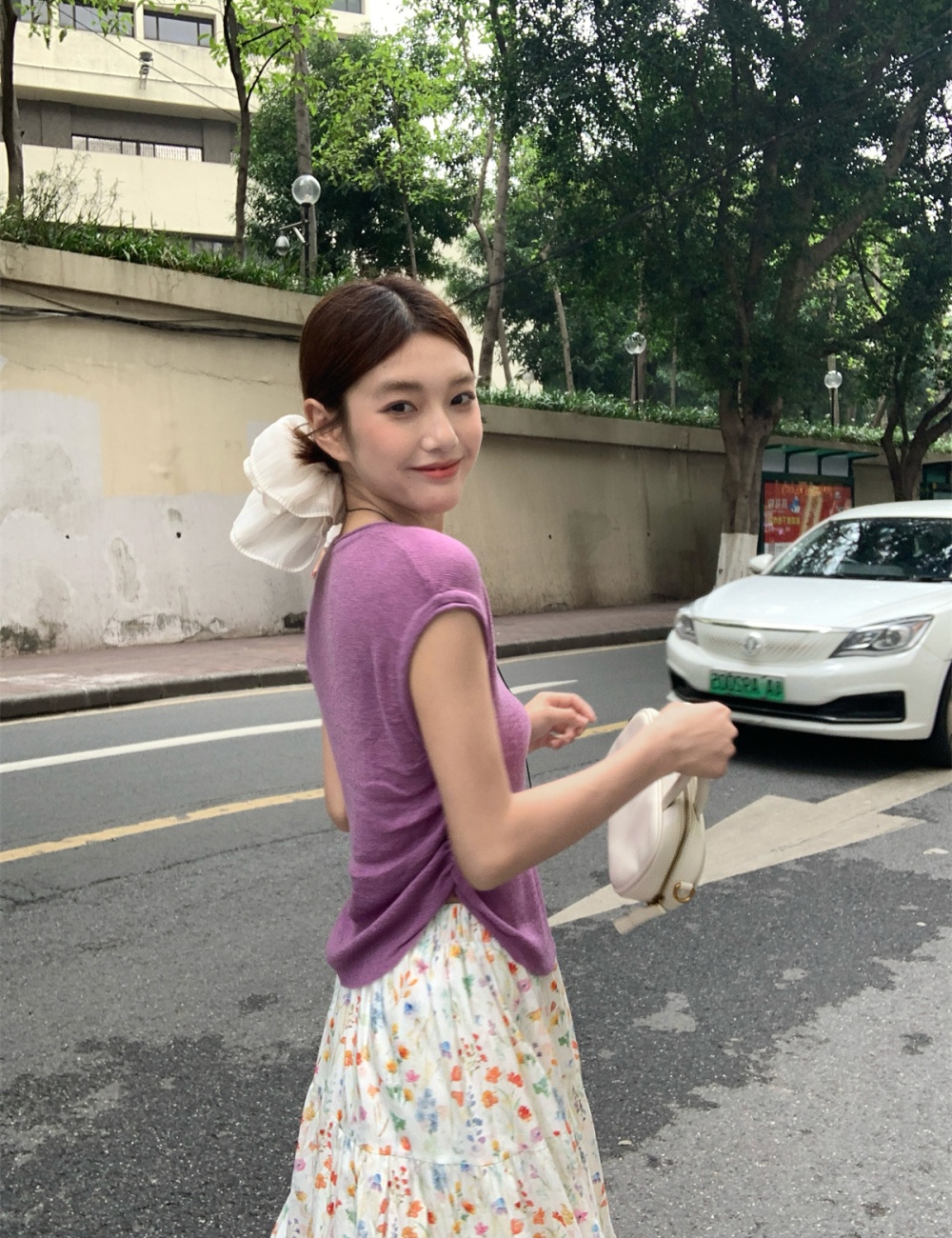Short sleeve boats sleeve skirt slim knitted T-shirt a set