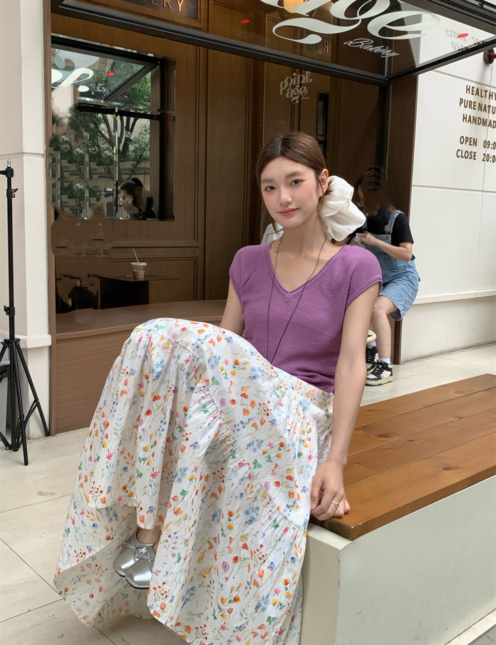 Short sleeve boats sleeve skirt slim knitted T-shirt a set