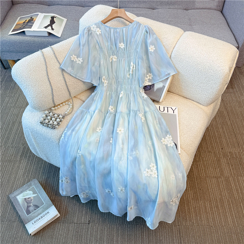 Large yard glaze light luxury fat slim vacation dress