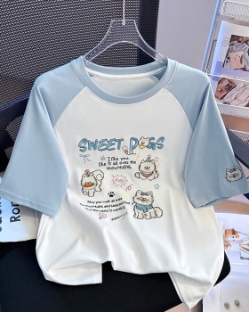 Cartoon puppy T-shirt summer loose tops for women