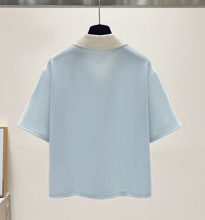 Mixed colors short sleeve tops college style shirts for women