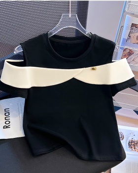 Western style short sleeve tops summer France style T-shirt