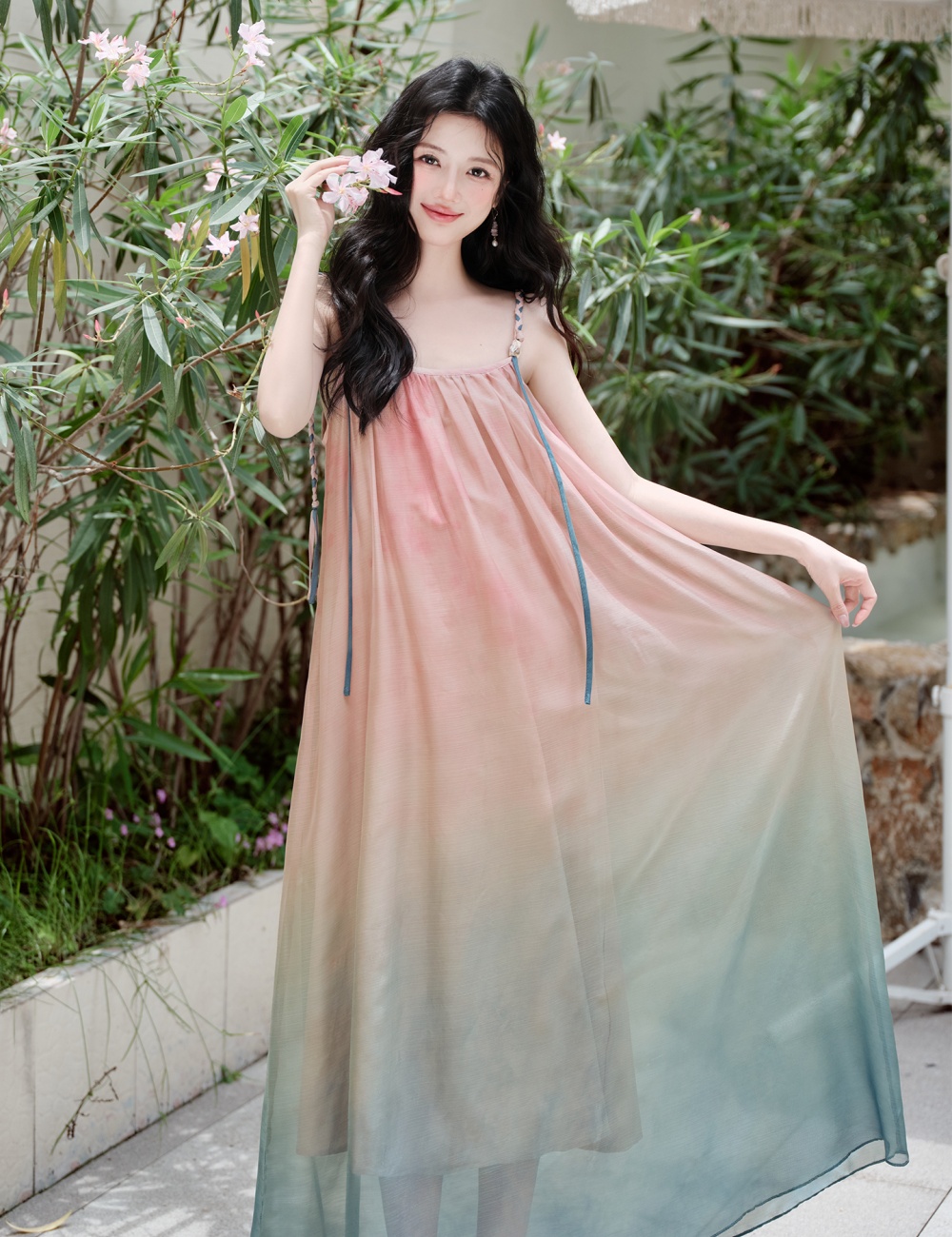 Gradient sling cardigan vacation coat a set