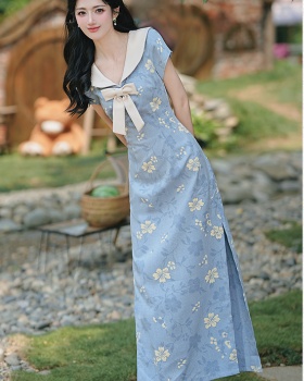 Doll collar refreshing short sleeve dress