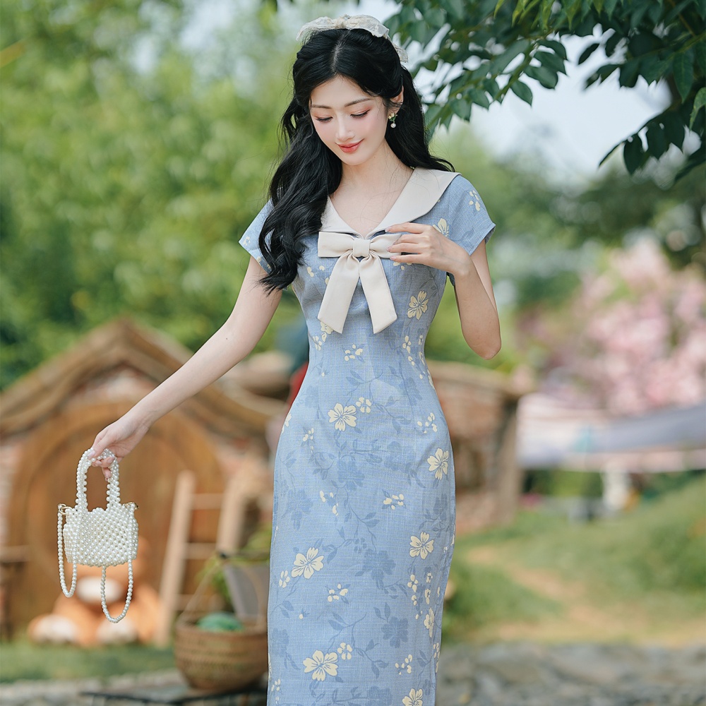 Doll collar refreshing short sleeve dress