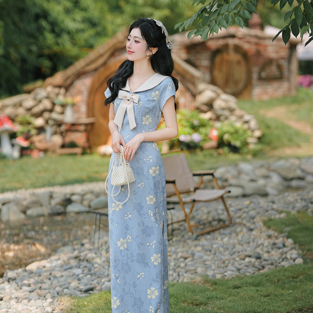 Doll collar refreshing short sleeve dress