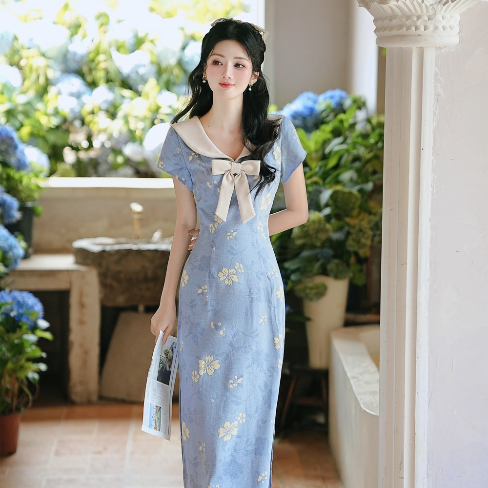 Doll collar refreshing short sleeve dress