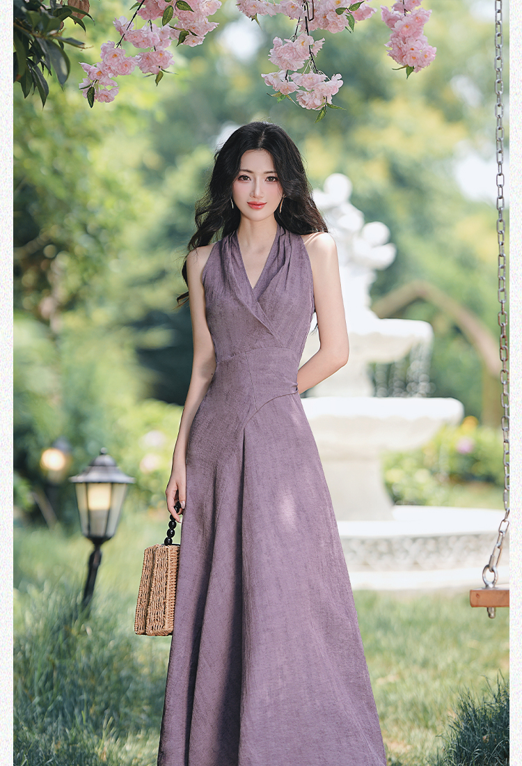Pinched waist dress sleeveless long dress