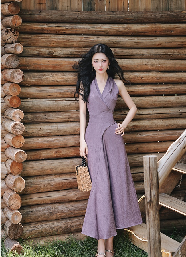 Pinched waist dress sleeveless long dress