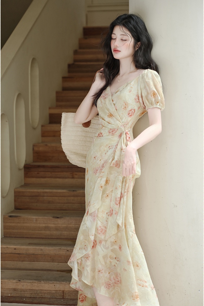 Pinched waist frenum short sleeve dress
