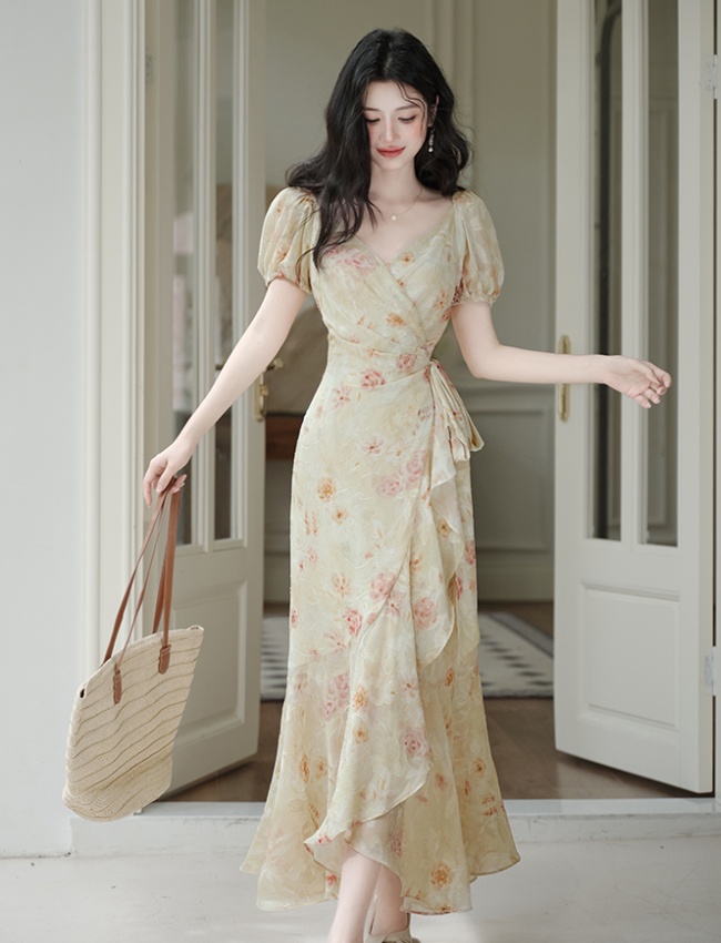 Pinched waist frenum short sleeve dress