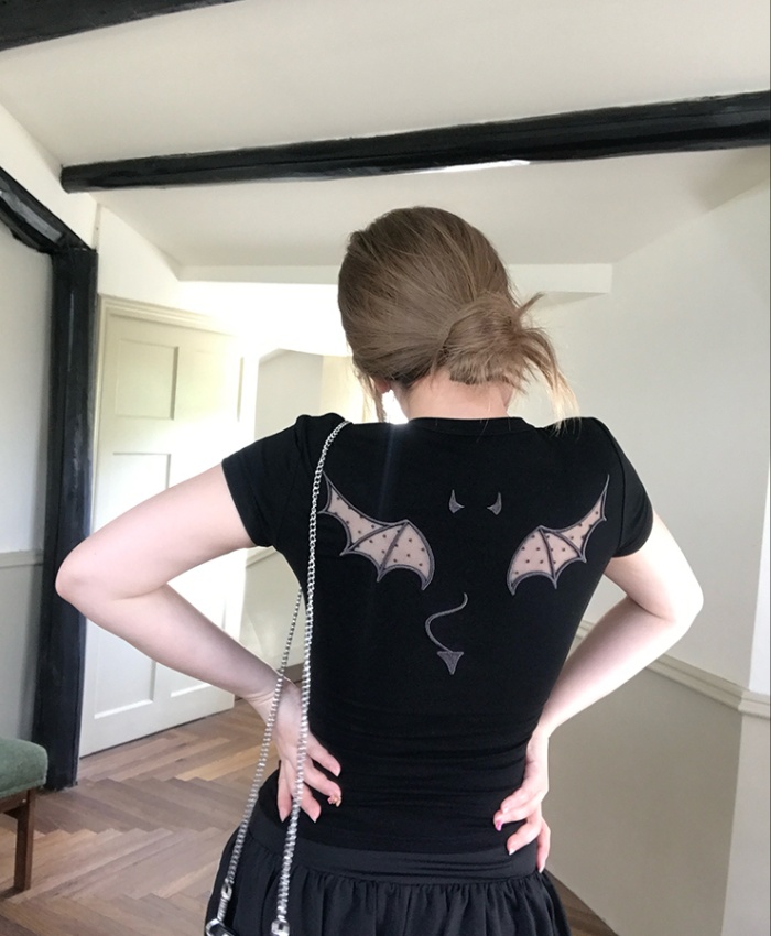 Spicegirl short sleeve hollow Korean style niche tops