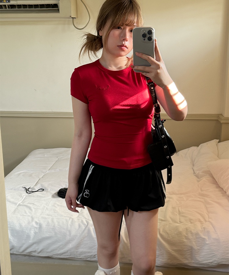 Spicegirl short sleeve hollow Korean style niche tops