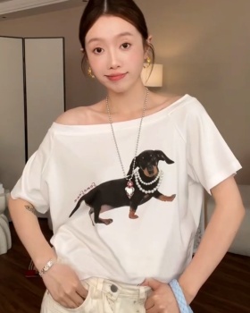 Puppy printing tops American style necklace for women