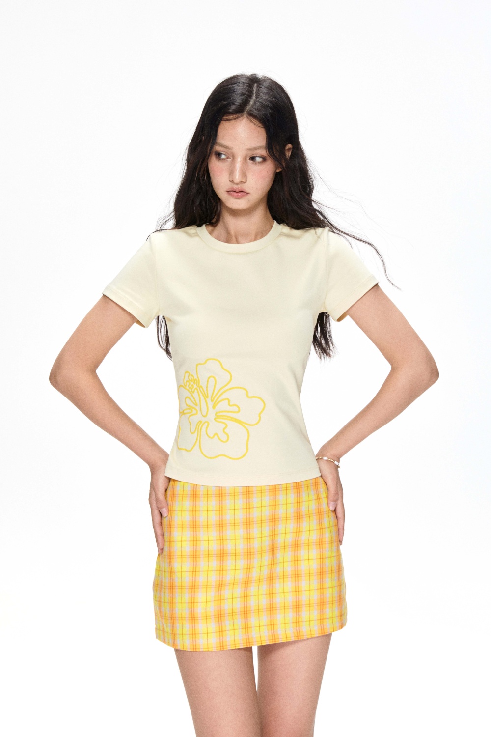 Summer retro slim T-shirt Korean style printing tops