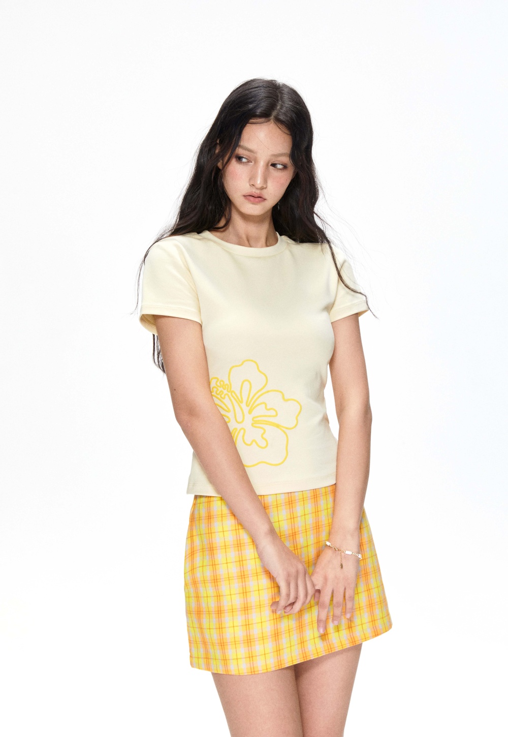 Summer retro slim T-shirt Korean style printing tops