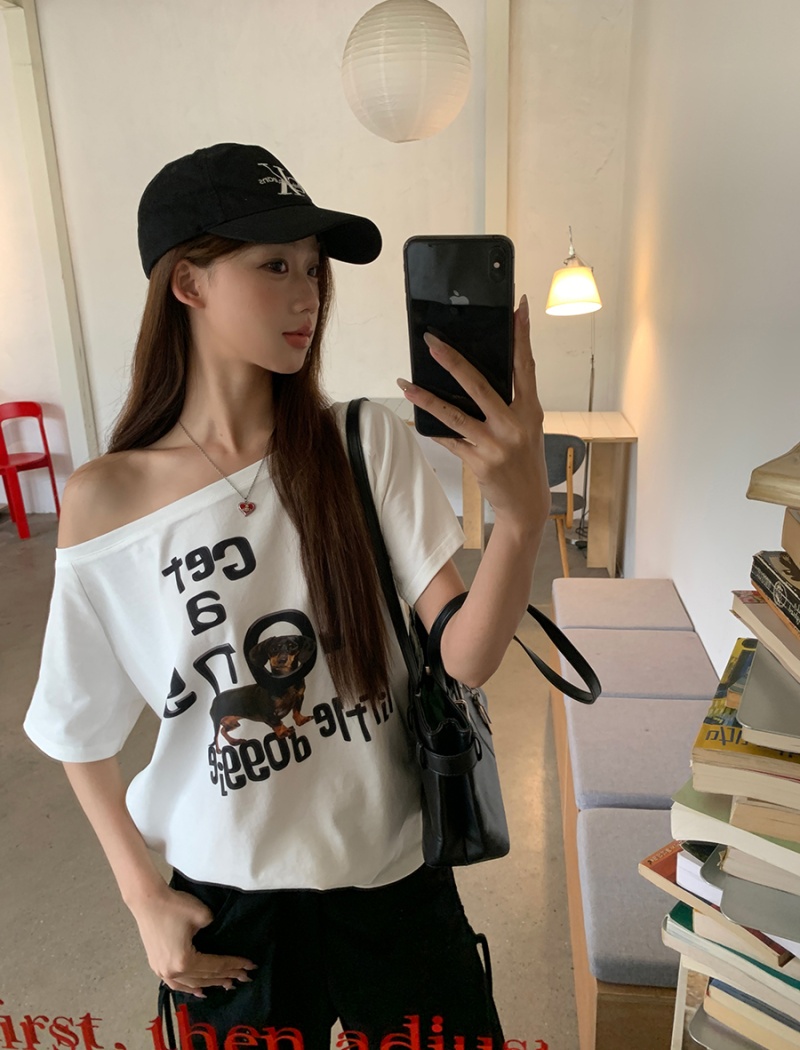 Niche Casual T-shirt summer strapless tops for women