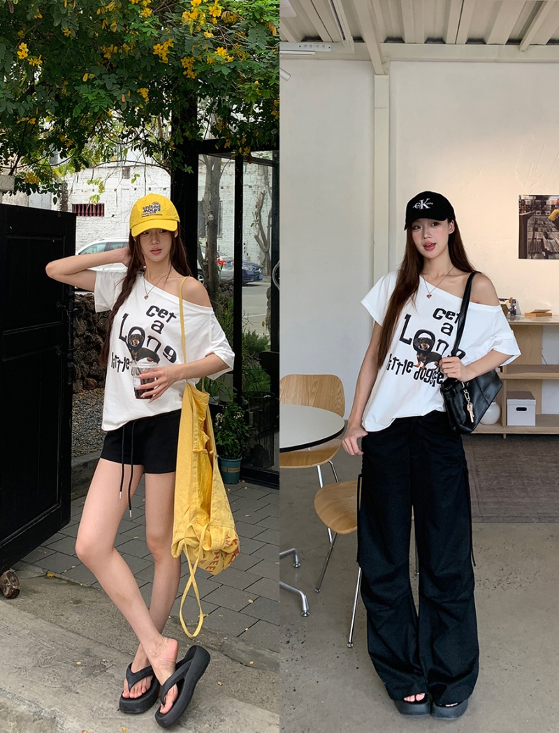 Niche Casual T-shirt summer strapless tops for women