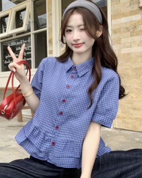 Summer blue tops all-match short shirt for women