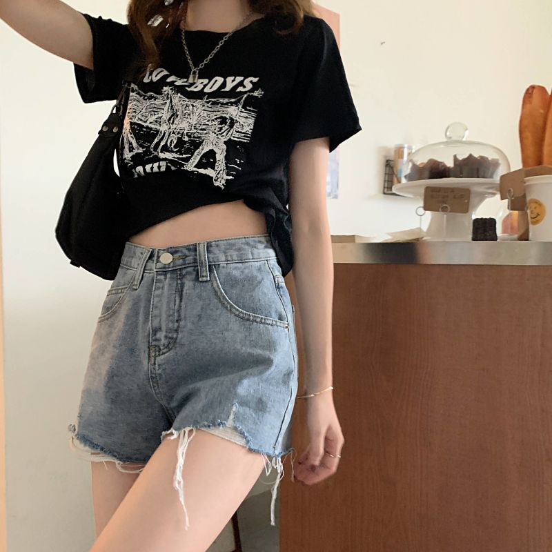 A-line summer short jeans loose shorts for women