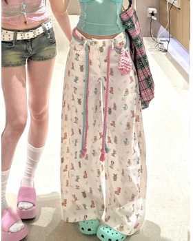 Casual wide leg pants printing long pants for women