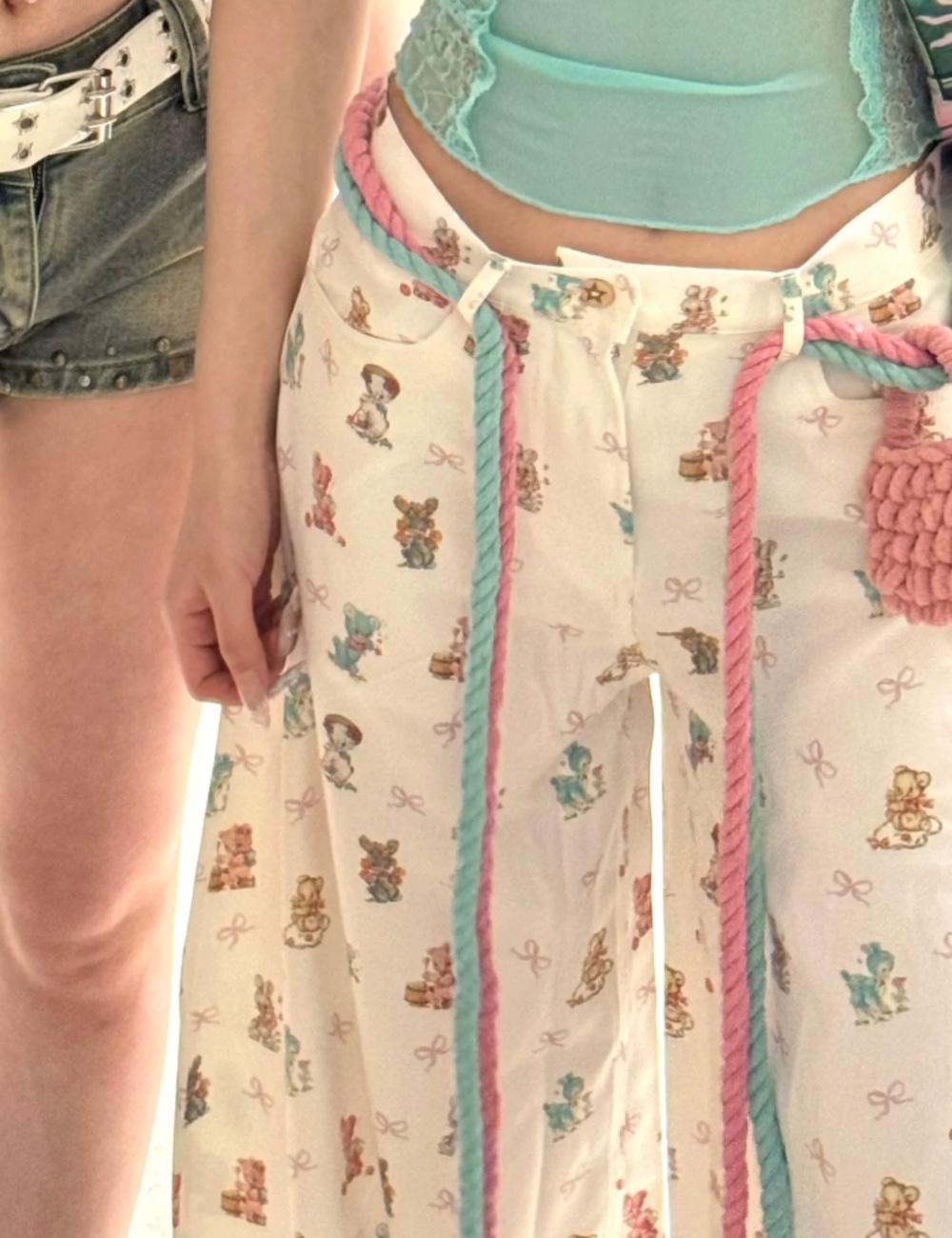 Casual wide leg pants printing long pants for women