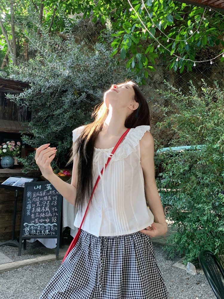Summer short sleeve shirt flat shoulder boats sleeve tops