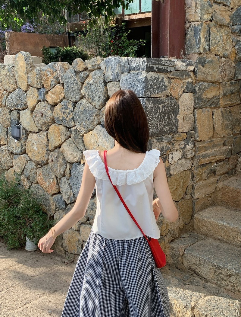 Summer short sleeve shirt flat shoulder boats sleeve tops