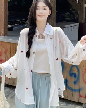 Sunscreen colors loose shirt embroidery summer tops