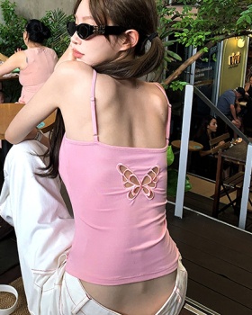 Slim with chest pad sling Korean style tops for women