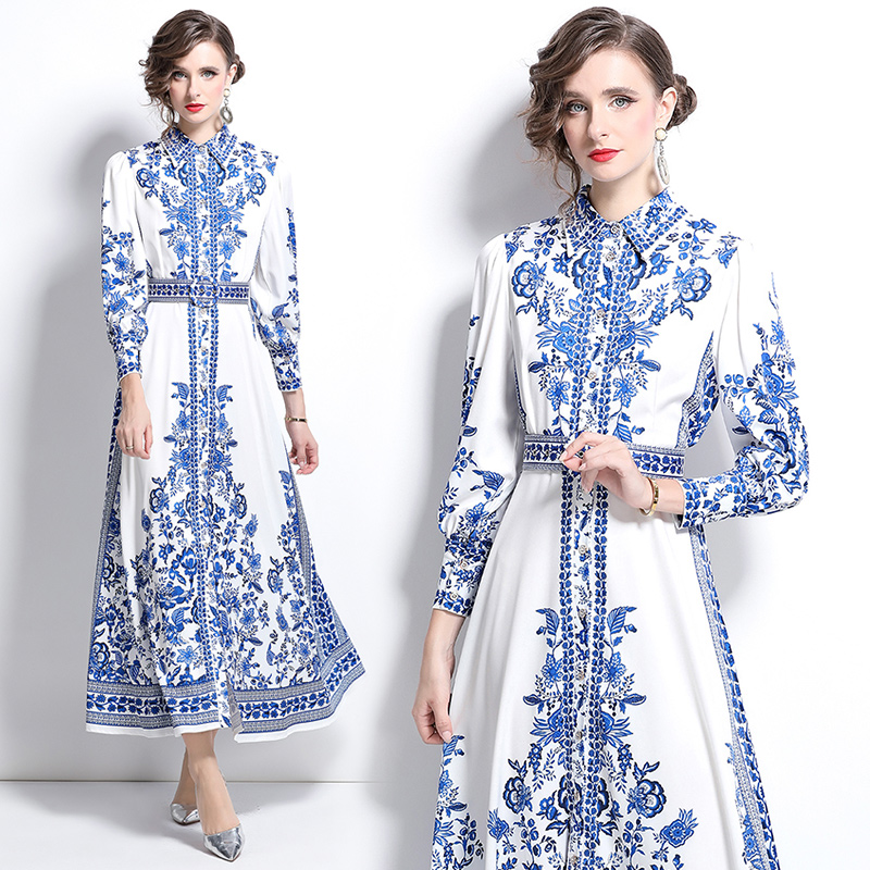 European style printing court style fashion dress