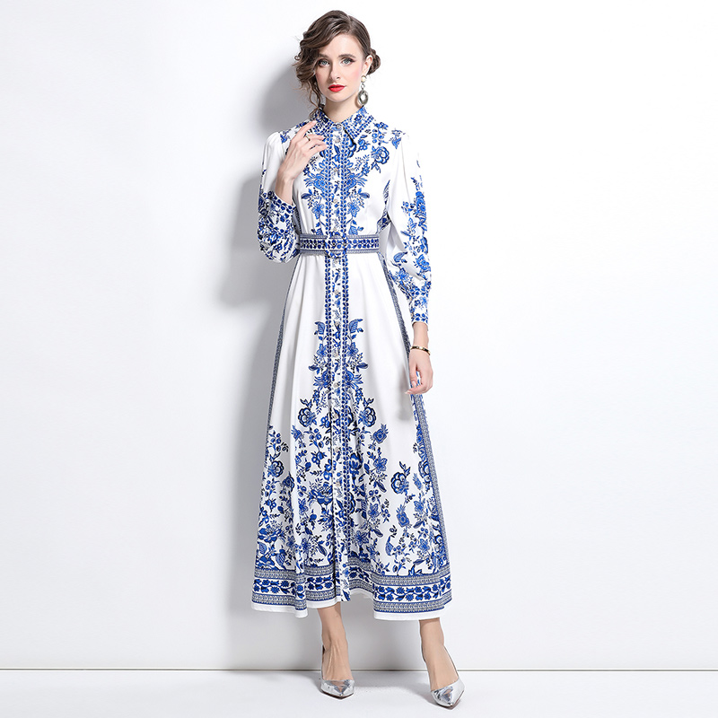 European style printing court style fashion dress