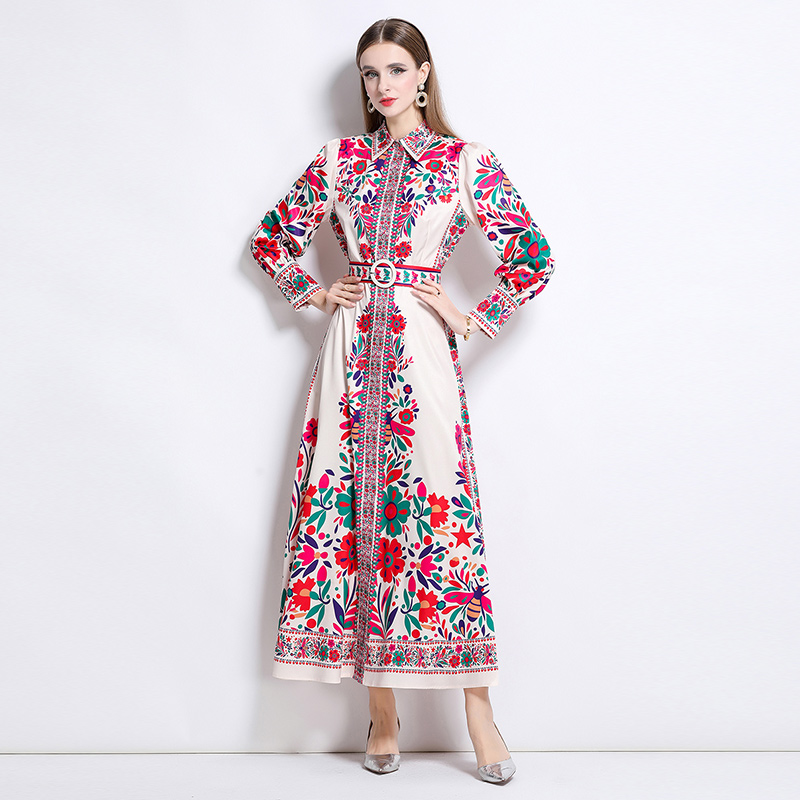 Single-breasted European style court style lapel dress