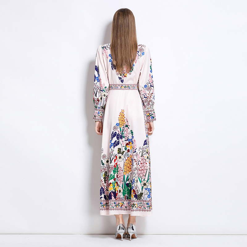 Fashion court style lapel single-breasted dress